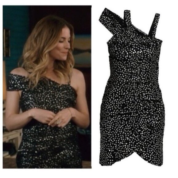 NEW ISABEL MARANT dress mini sequins spring summer 2014 asymmetrical black 42 XL - Picture 2 of 14